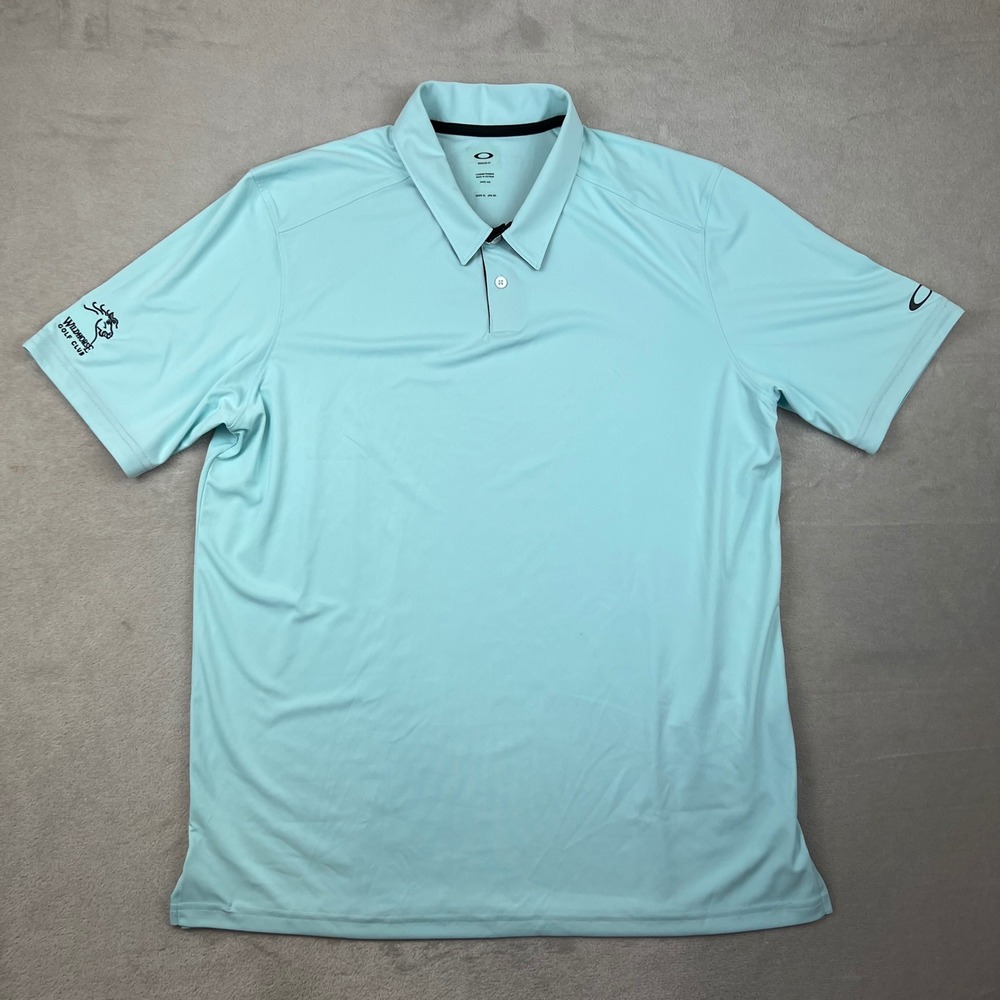 Oakley Mens XL Regular Fit Golf Polo Shirt Light Blue Wildhorse Golf Club Logo